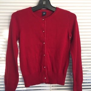 Gap Kids Christmas Red Rhinestone Button Cardigan Size 12 Holiday Party